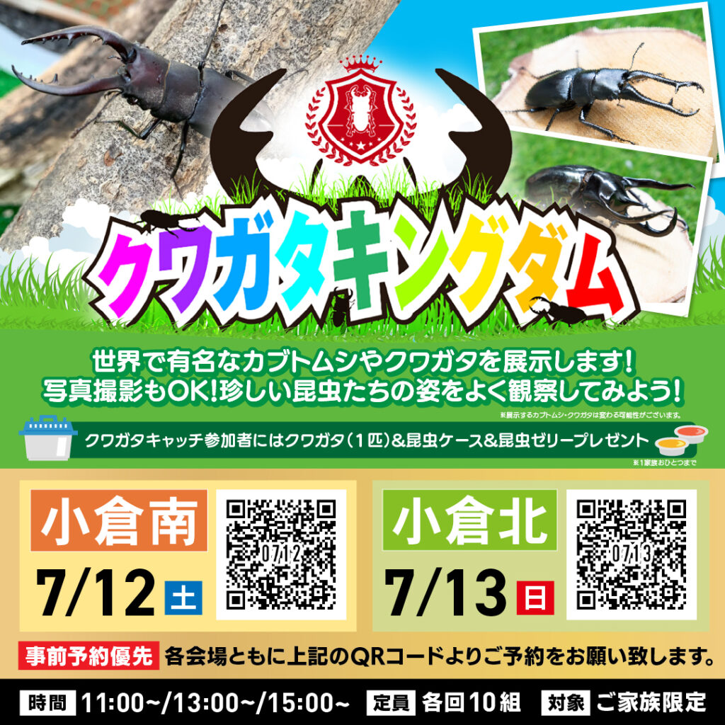 クワガタキングダム ～7/12(土)小倉南・7/13(日)小倉北～